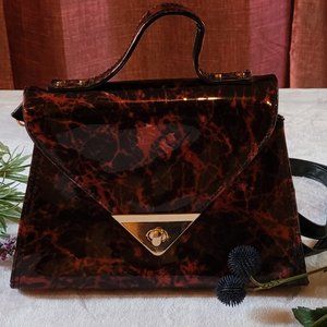 Malinca classic red marbled handbag 100% vegan